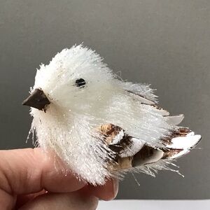 White Tinsel Snow Bird Clip-On Ornament Sparkle Glitter Wood Wings Beak Tail